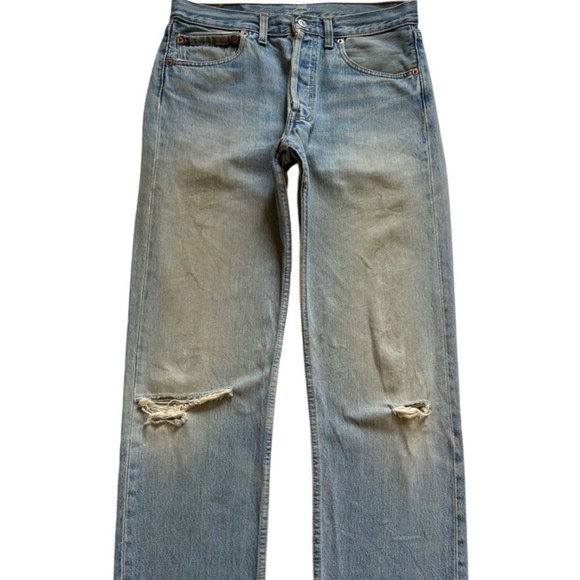 Levis 501 90s vintage faded mud wash distressed loose jeans - Picture 1 of 13